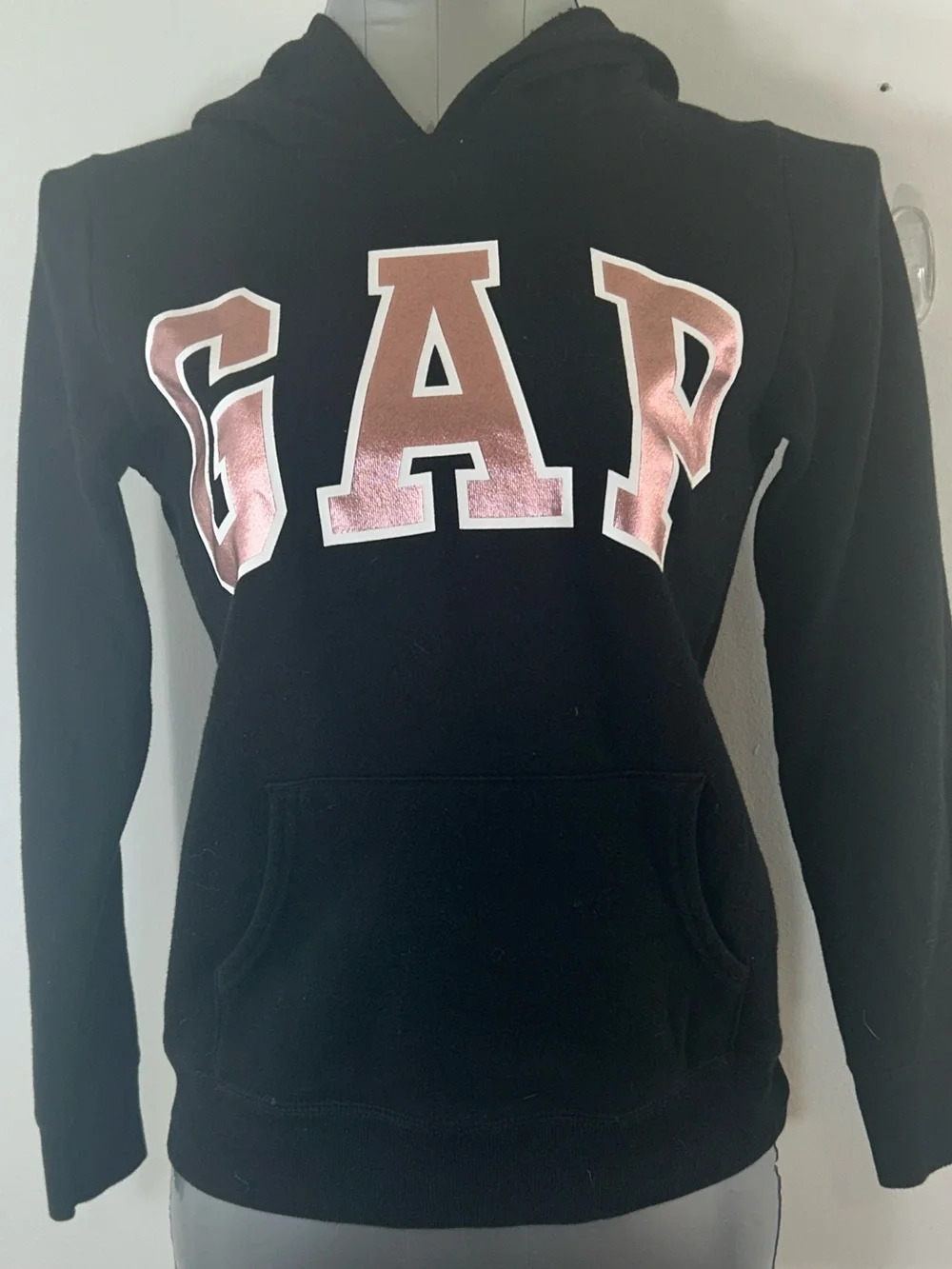 GAP Black Hoodie with Metallic Pink Logo